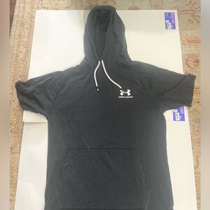 Men’s Under Armour UA Short Sleeve Hoodie Sweat Shirt Medium Black Athletic Gym